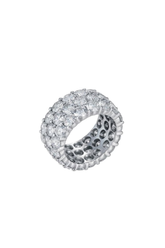 Three Row Diamond Wedding Band With 14.50Ct Of Round Diamonds Set In Platinum. Size 6