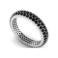 thumbnail image 1 of Three Row Round Black Spinel Eternity Band 925 Sterling Silver Mother's Day Gift Ring, 1 of 2