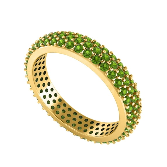 Three Row Round Peridot Eternity Band 925 Sterling Silver Gold Vermeil Mother's Day Gift Ring