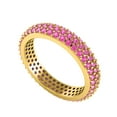 thumbnail image 1 of Three Row Round Pink CZ Eternity Band 925 Sterling Silver Gold Vermeil Mother's Day Gift Ring, 1 of 2