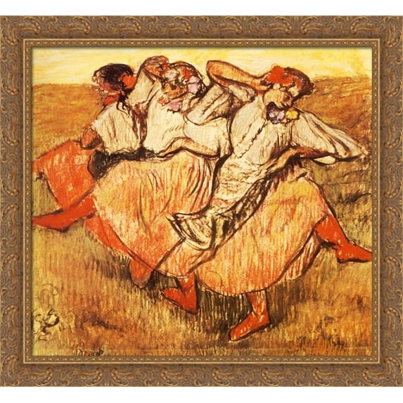 Three Russian Dancers 30x28 Large Gold Ornate Wood Framed Canvas Art by Edgar Degas