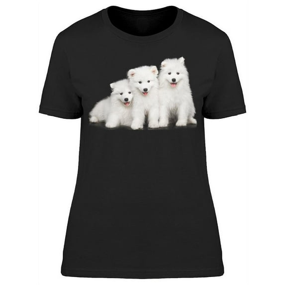 Three Samoyed Pups Sitting T-Shirt Women -Image by Shutterstock, Female x-Large