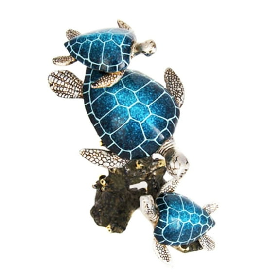Three Sea Turtles Swimming on a Coral Reef Base - Decorative Polystone Figurine Home Décor - Sleek and Modern Design to Fit a Contemporary Room -