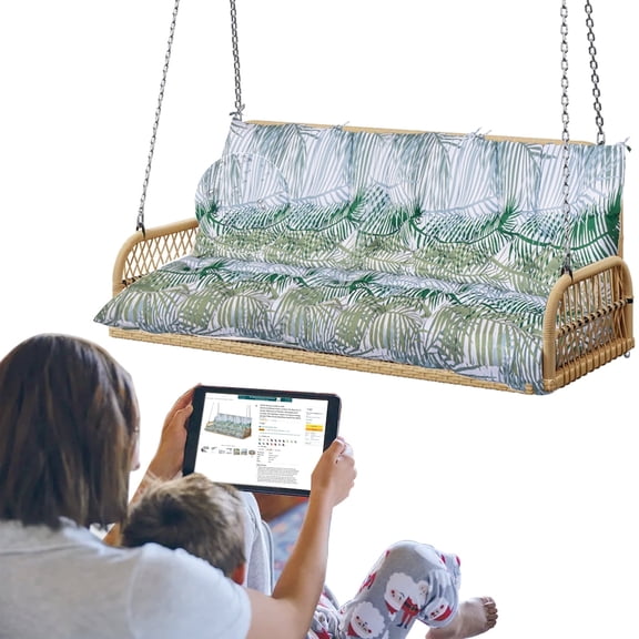 XXLYY Three Seat Swing Replacement Cushions, Porch Swing Cushions, Thickened Waterproof Polyester Fabric Bench Cushion with Ties, Replacement Cushion for Outdoor Patio Swing