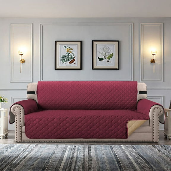 Three Seater Sofa Covers Couch Slipcovers Reversible Quilted Furniture Protector, Improved Couch Shield , Micro Fabric Pet Cover Sofa, Seat Width Up to 70"