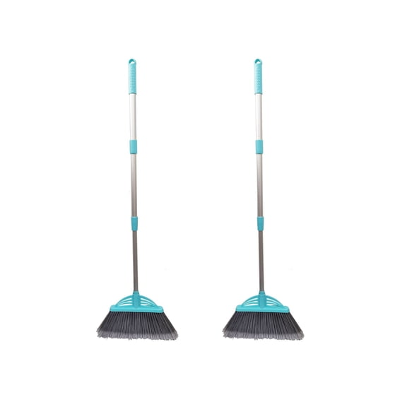 Three-Section Telescopic Aluminum Alloy Rod Long-Handled Broom (Light Blue)