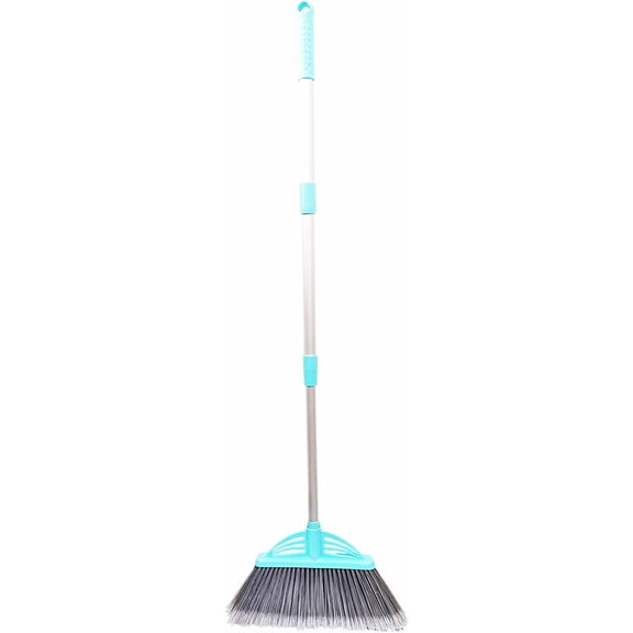 Three-Section Telescopic Aluminum Alloy Rod Long-Handled Broom (Light Blue)