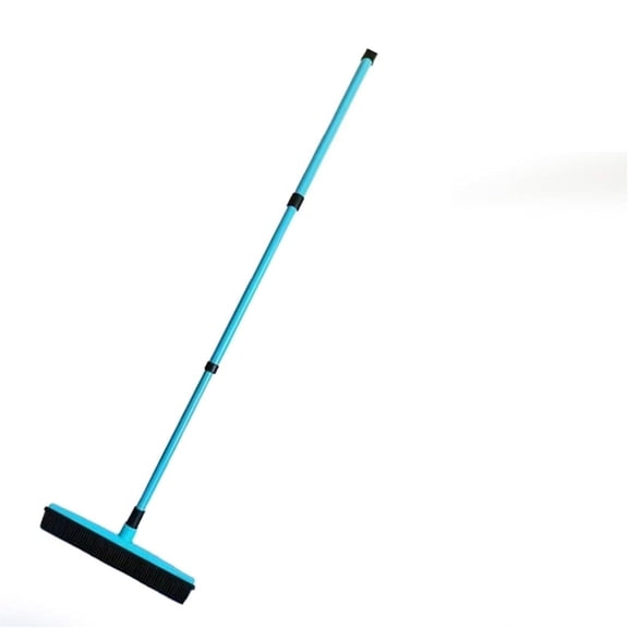 Three-Section Telescopic Pole Carpet Delinting Broom, Rubber Broom Carpet Rake Pet Hair Remover Broom, Extendable Long Handled Broom Fur Remover Broom, for Carpet Couch (Blue)