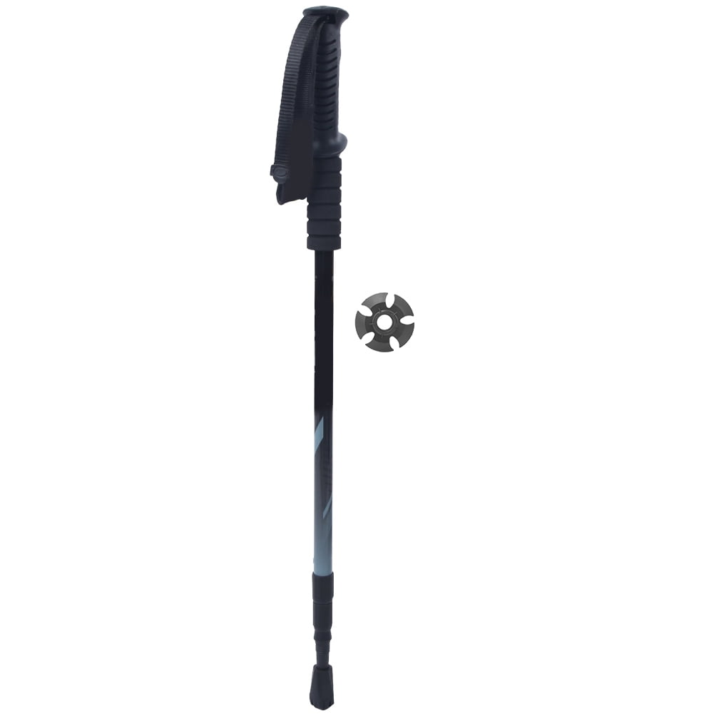 Three Sections Aluminium Alloy Damping Alpenstock Straight Handle Internal lock Telescopic Trekking Poleblack 65-135cm