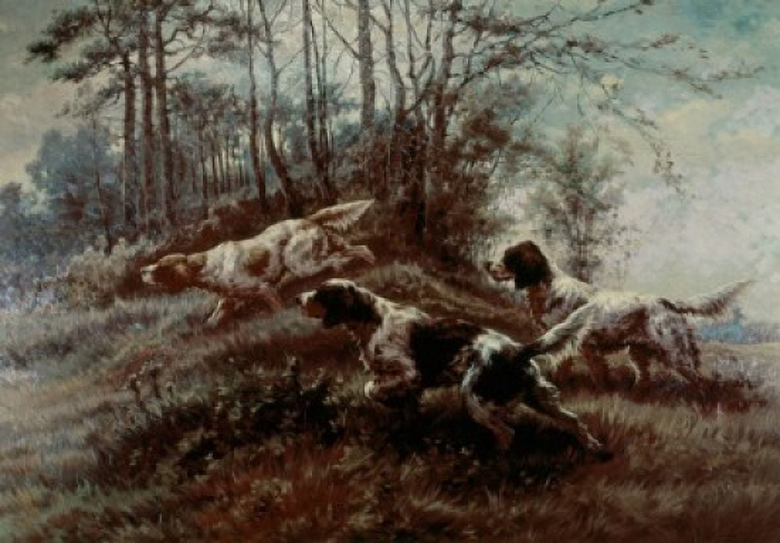 Three Setters Afield Edmund Henry Osthaus (1858-1928 American) Canvas Art - Edmund Henry Osthaus (18 x 24)