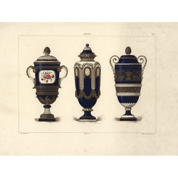 Three Sevres Vases With Lids Poster Print By ® Florilegius Mary Evans (36 X 24)