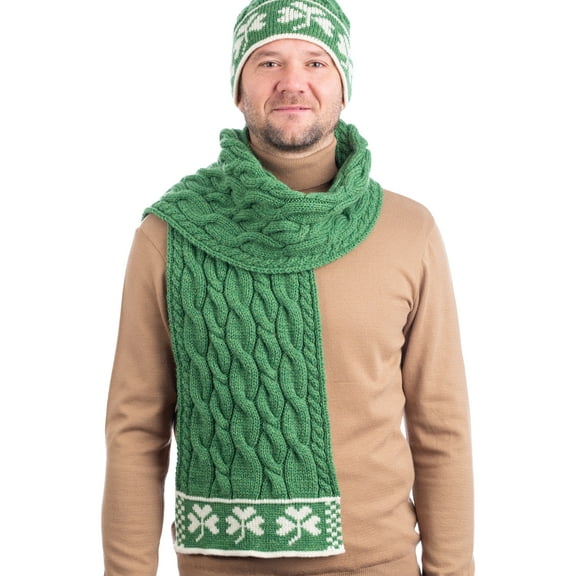 Three Shamrock Merino Wool Scarf