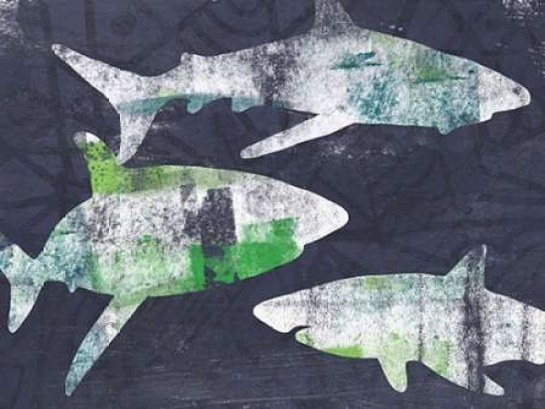 Three Sharks Canvas Art - Linda Woods (18 x 24)