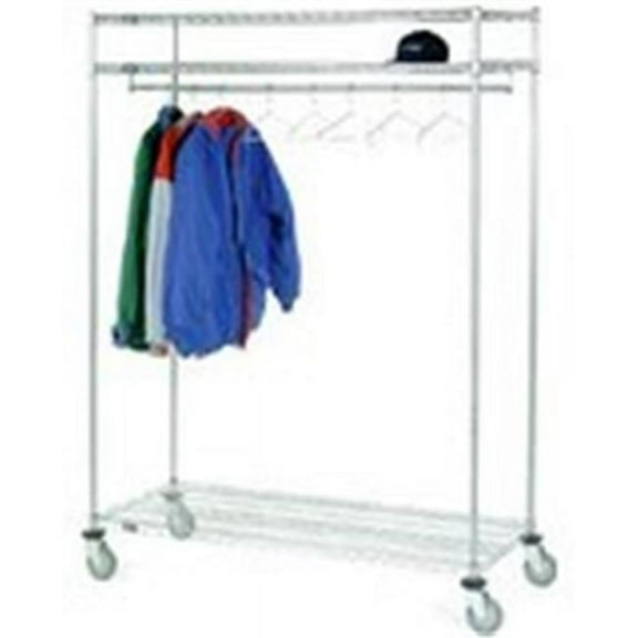 Three Shelf Garment Floor Rack, Chrome - 24 x 60 x 63 in.