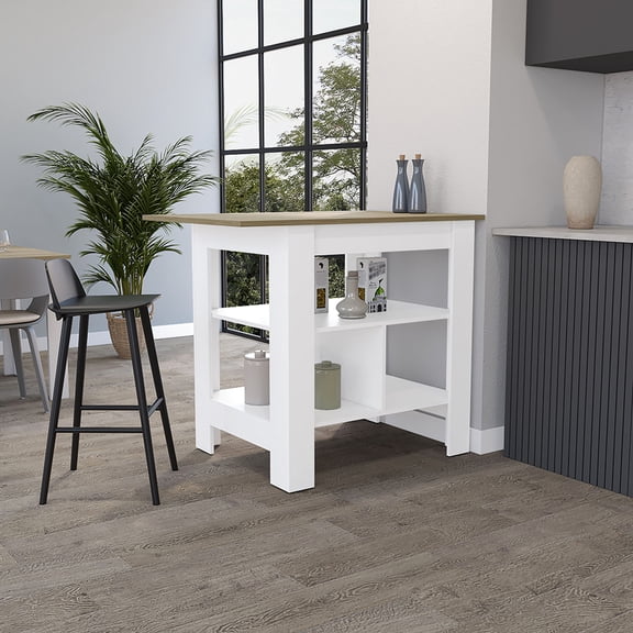 Three - Shelf - Provide Counter Space - For Baking Tasks - Easy - to - Assemble Kitchen Island