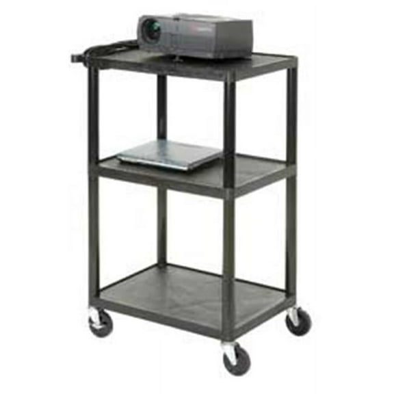 Three Shelves Plastic Audio Visual & Instrument Cart, 32 x 24 x 40 in.