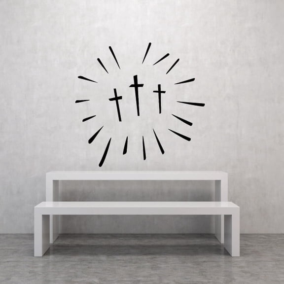 Three Shining Crosses Decal - 36 Inches