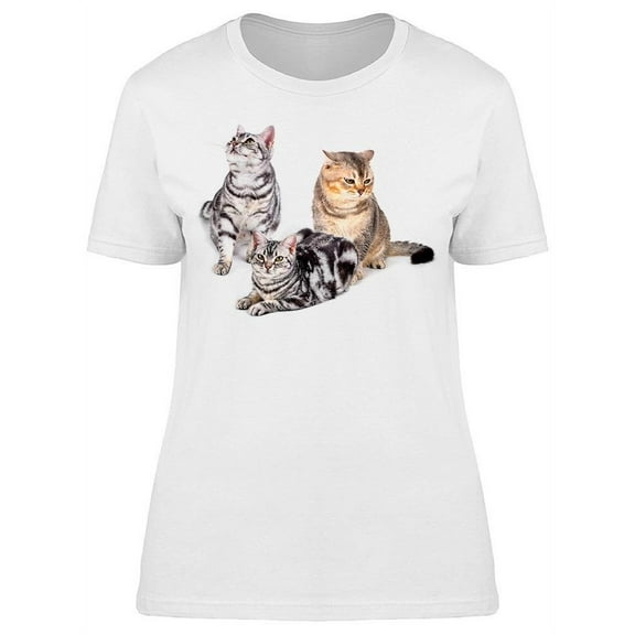 Three Shorthair Cats T-Shirt Women -Image by Shutterstock, Female XX-Large