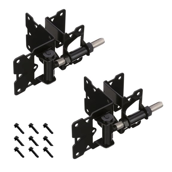 Three-Sided Stainless Steel Self-Closing or Non Self-Closing Pair of Hinges in Black for Aluminum and Vinyl/PVC Fences (AD1007B)