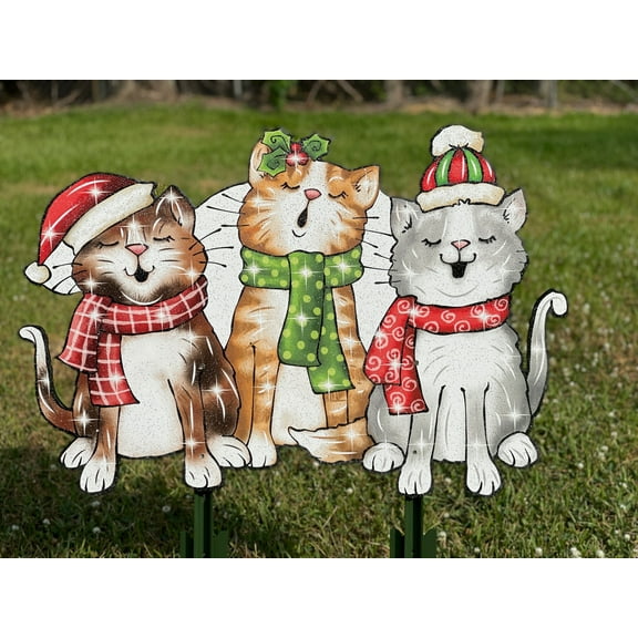 Three Singing Kitties Christmas Outdoor Decoration