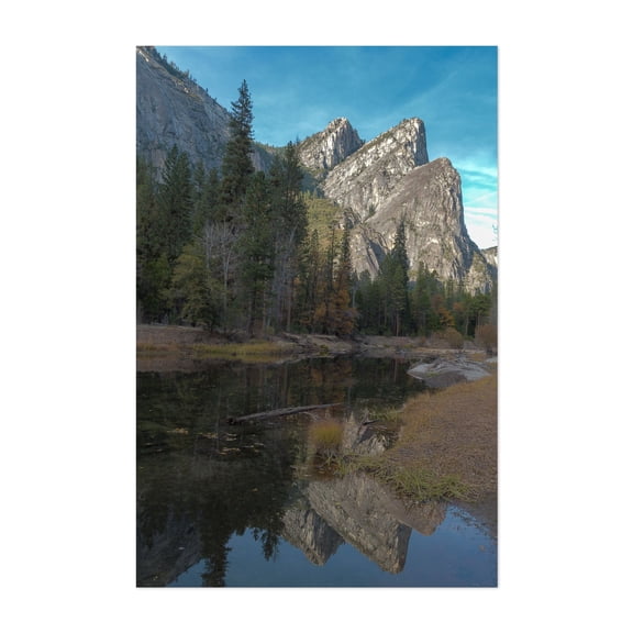 Three Sisters - Yosemite Valley California Photography Mountain Landscape Scenic Nature Autumn Forest Unframed Wall Art Print 40 x 60 inches