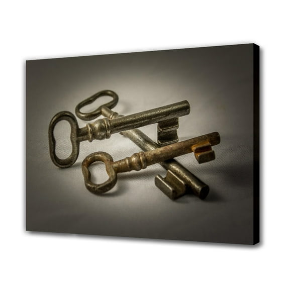 Three Skeleton Keys Metal Old Canvas Poster Bedroom Decor Sports Landscape Office Room Decor Gift,Frame-style,16x24inch(40x60cm)