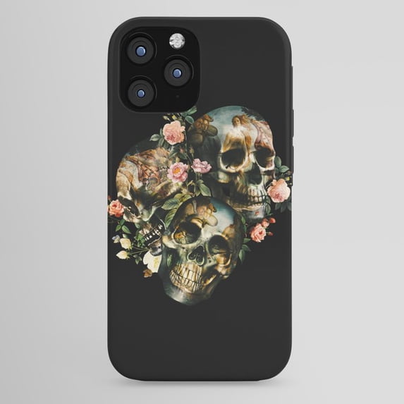 Three Skulls and Blush Roses Tough Case for Apple iPhone, Polycarbonate ...