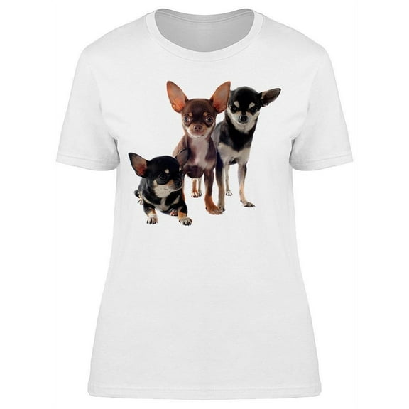 Three Small And Cute Chihuahuas T-Shirt Women -Image by Shutterstock, Female 3X-Large