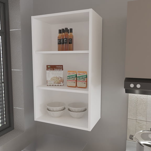 Three Spacious Open Shelves | Wall-Mounted Kitchen Storage, Quick Access to Items