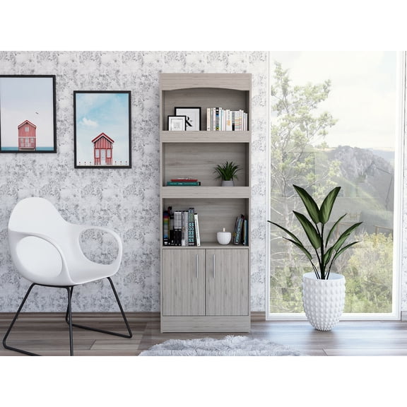 Three Spacious Shelves, Framed Design | Perfect for Bedroom or Study | Get an Organized and Stylish Space | Light Gray Bookcase