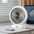 thumbnail image 1 of Three Speed Mini Desktop Fan, Rechargeable USB Desk Fan with LED Light, Portable Quiet Cooling Fan for Home Office Travel Camping, Adjustable Angle Battery Powered Fan for Indoor Outdoor Use, 1 of 8