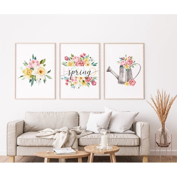 Of Three Spring Posterspring Wall Decor, Hello Spring Wall Artpring Vibes Posterspring Decorpring Flowers Poster Summer Posters Printed Poster, Poster Only