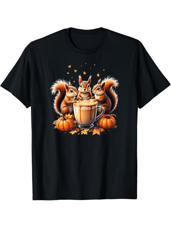 Three Squirrels Pumpkin Spice Latte T Shirt Size S-5XL