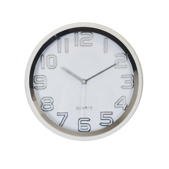 Three Star XK508 12 in. Round Silver Finish Wall Clock