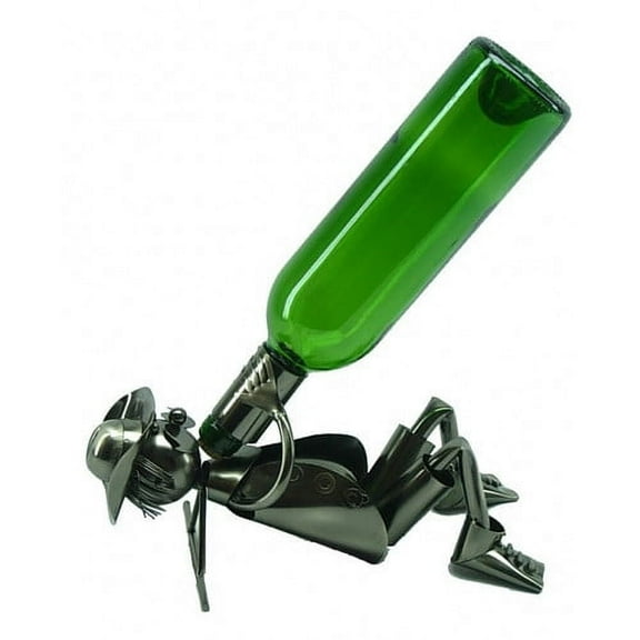 Wine Bottle Holder Wine Rack in Metal Drunk Man Drinking in Silver Kitchen Gift