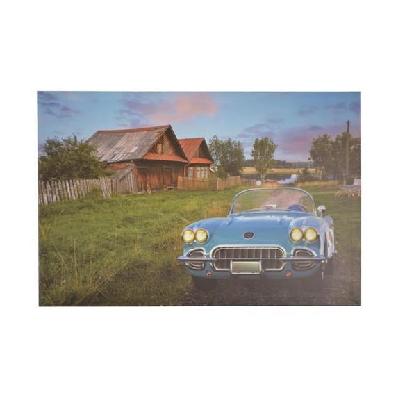 Three Star Import & Export KL717 24 x 16 in. Blue Corvette by Barn Wall Art