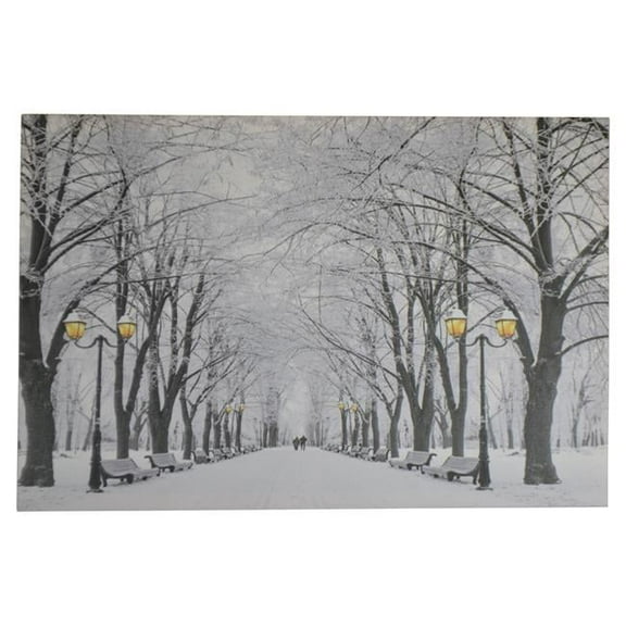 Three Star Import & Export KL704 24 x 16 in. Light Up Winter in the Park Wall Art