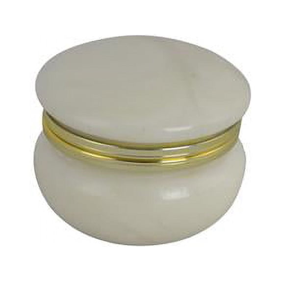 Three Star Import & Export AB180 2.5 in. White Alabaster Trinket Box