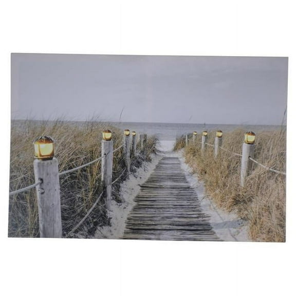 Three Star Import & Export KL707 24 x 16 in. Light Up Walkway to Ocean Wall Art
