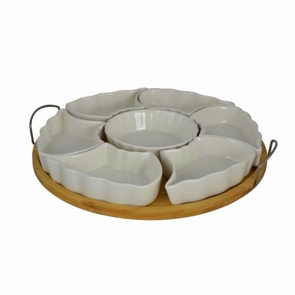 Three Star Import & Export KW276 13 x 2 in. Seven-Sectioned Round Platter