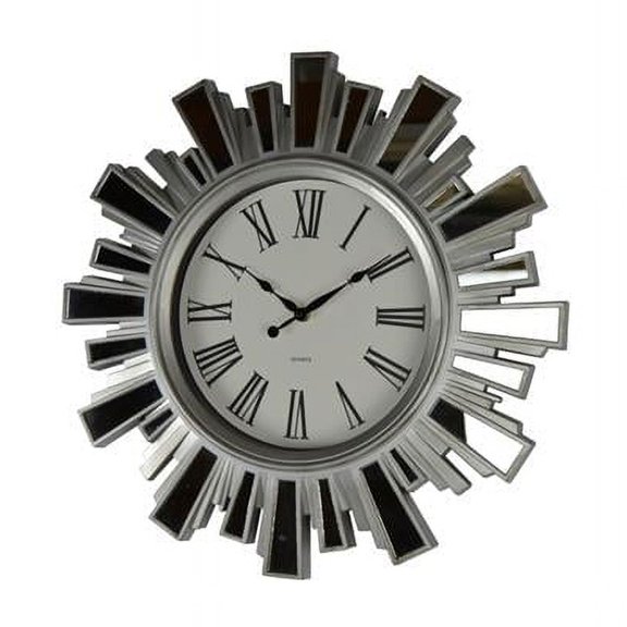 Three Star Import & Export XK1507 19.5 in. Round Silver Wall Clock with Mirrors