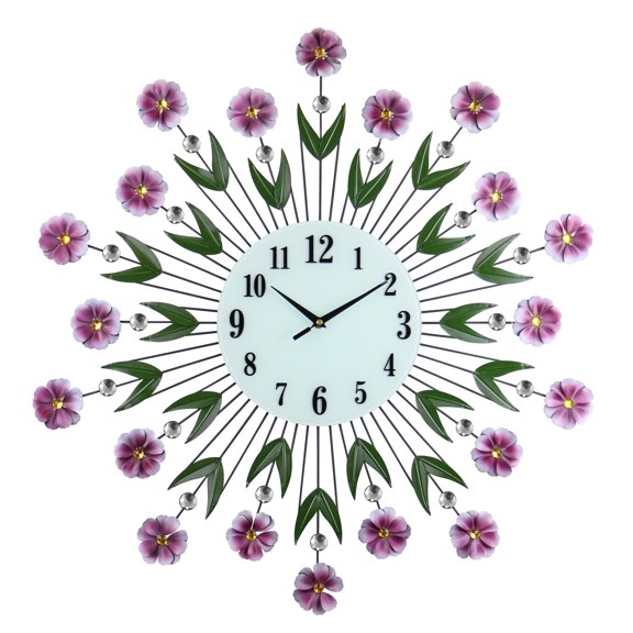 Three Star Import & Export YC1030 27 in. Round Purple Daisy Wall Clock