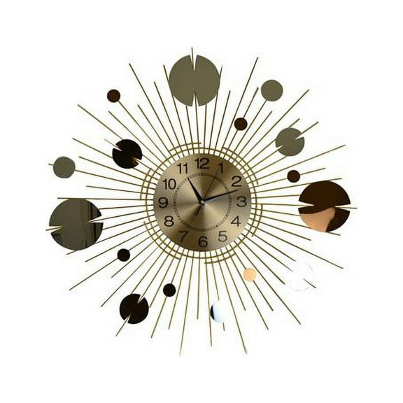 Three Star Import & Export YC1160 27 in. Round Gold Wall Clock with Copper & Silver Circles