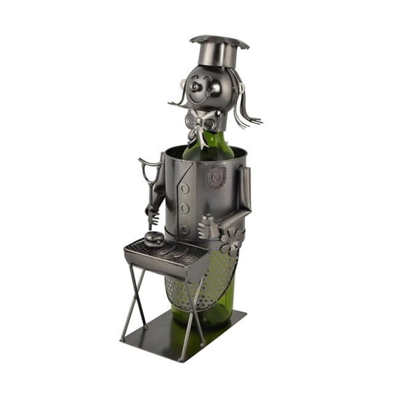 Three Star Import & Export ZA452 Wine Bottle Holder, Lady BBQ Chef