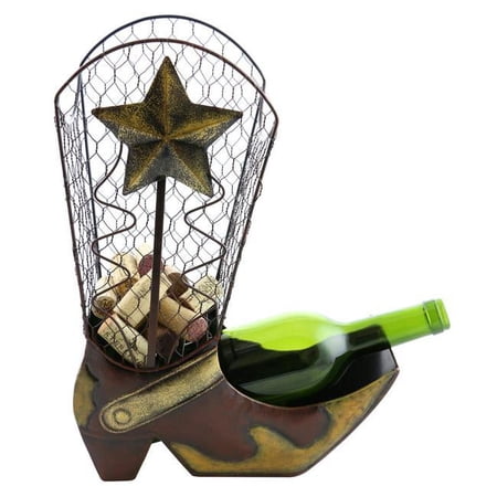 Three Star Import & Export ZL709 14 x 10 in. Cowboy Boot Bottle & Cork Holder