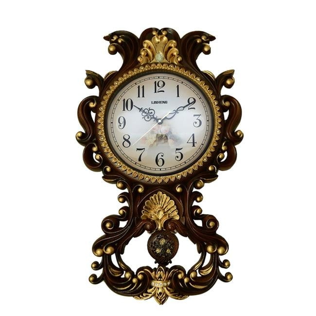 Elegant Black and Gold Pendulum Wall Clock