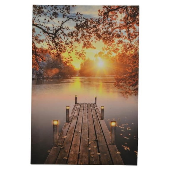 Three Star Sunrise Autumn Lightup Painting With Multicolor KL700