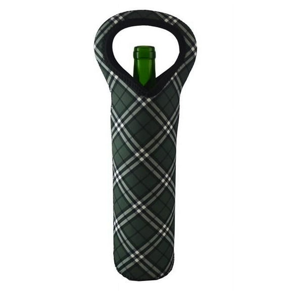 Three Star YN2005 Neoprene Bottle Holder - Green Plaid Pattern