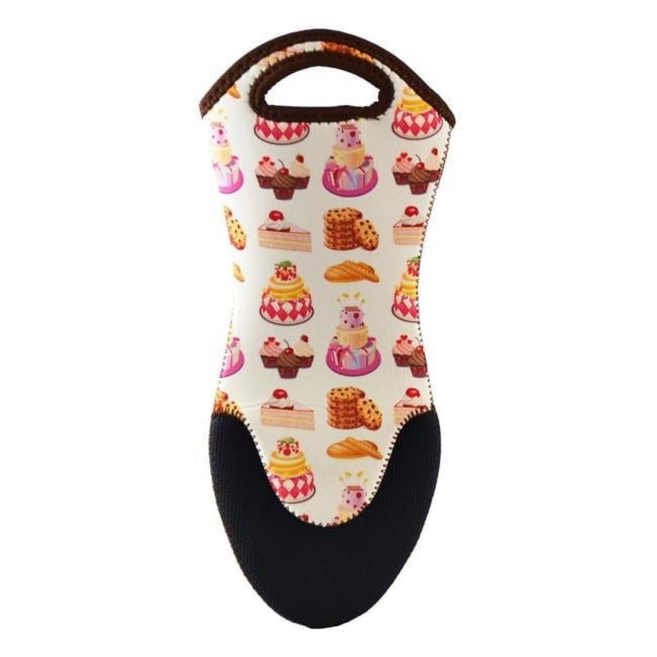 White Neoprene Oven Mitt with Colorful Baker Pattern