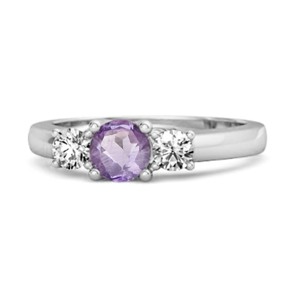 Three Stone 0.10 Ctw Amethyst 925 Sterling Silver Engagement Women Valentines Day Gifts Ring